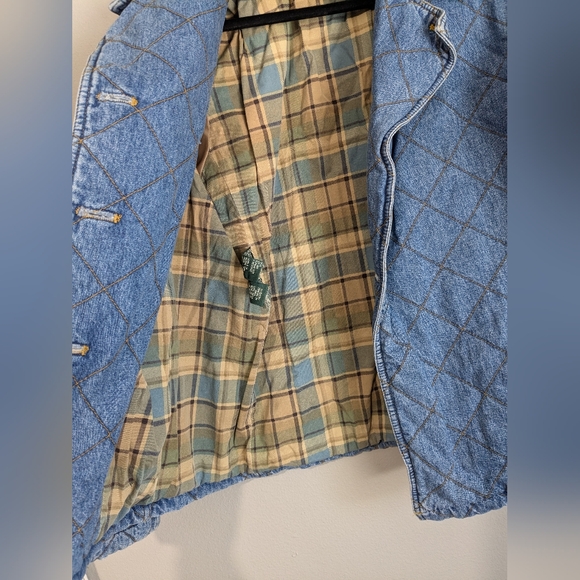 Lauren Jean Company Quilted Denim Flannel Plaid Lined Jean Jacket S - Picture 6 of 11